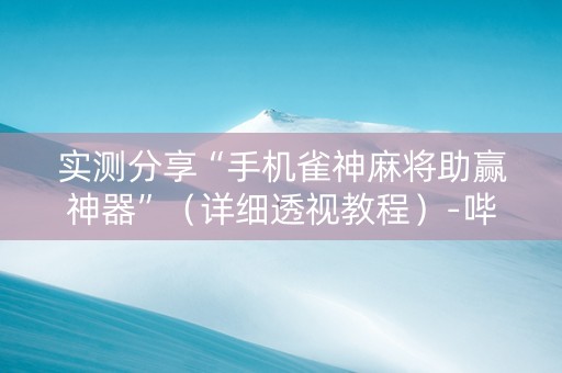 实测分享“手机雀神麻将助赢神器”（详细透视教程）-哔哩哔哩