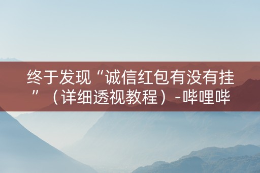 终于发现“诚信红包有没有挂”（详细透视教程）-哔哩哔哩