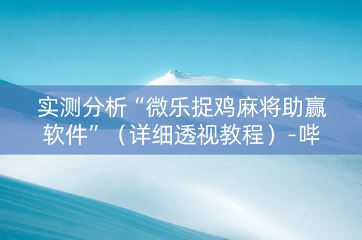 实测分析“微乐捉鸡麻将助赢软件”（详细透视教程）-哔哩哔哩