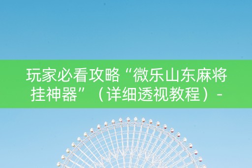 玩家必看攻略“微乐山东麻将挂神器”（详细透视教程）-哔哩哔哩