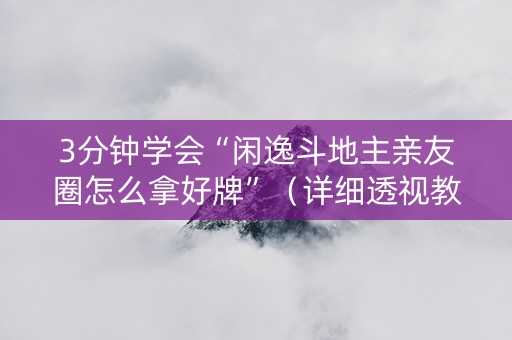 3分钟学会“闲逸斗地主亲友圈怎么拿好牌”（详细透视教程）-哔哩哔哩