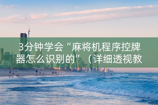 3分钟学会“麻将机程序控牌器怎么识别的”（详细透视教程）-哔哩哔哩