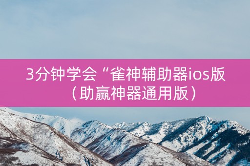 3分钟学会“雀神辅助器ios版（助赢神器通用版）