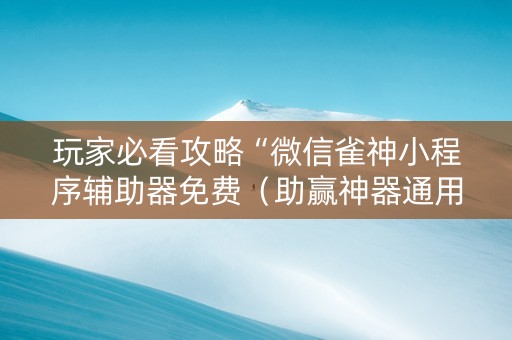 玩家必看攻略“微信雀神小程序辅助器免费（助赢神器通用版）