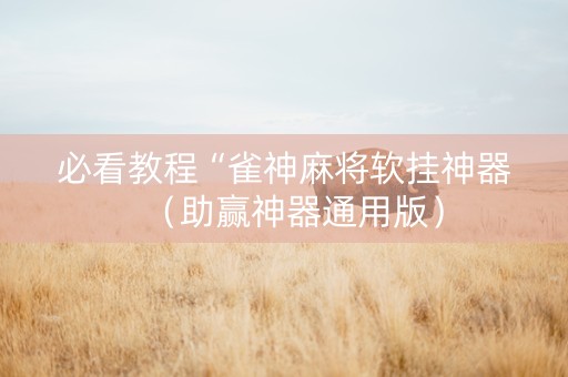 必看教程“雀神麻将软挂神器（助赢神器通用版）