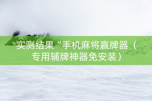 实测结果“手机麻将赢牌器（专用辅牌神器免安装）