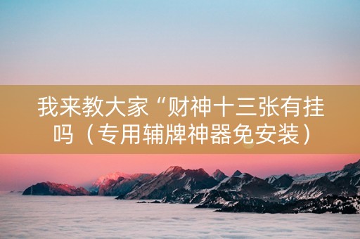 我来教大家“财神十三张有挂吗（专用辅牌神器免安装）