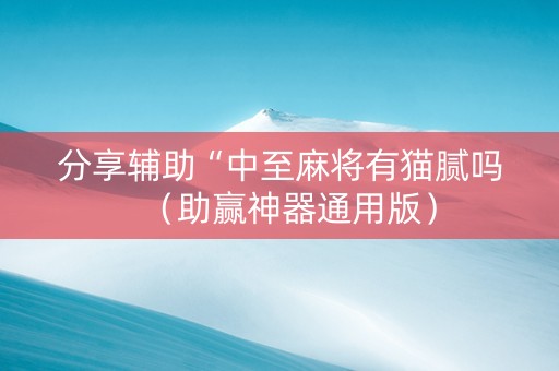 分享辅助“中至麻将有猫腻吗（助赢神器通用版）