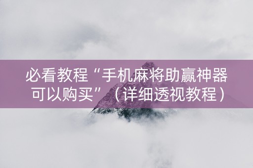 必看教程“手机麻将助赢神器可以购买”（详细透视教程）-哔哩哔哩