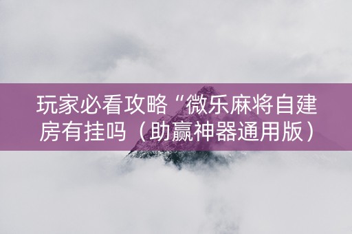 玩家必看攻略“微乐麻将自建房有挂吗（助赢神器通用版）