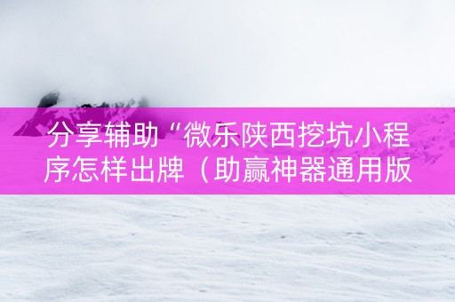 分享辅助“微乐陕西挖坑小程序怎样出牌（助赢神器通用版）