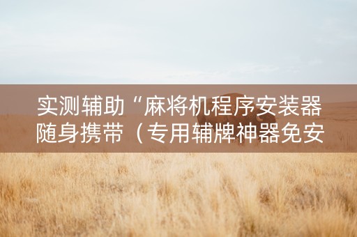 实测辅助“麻将机程序安装器随身携带（专用辅牌神器免安装）