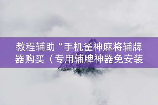 教程辅助“手机雀神麻将辅牌器购买（专用辅牌神器免安装）