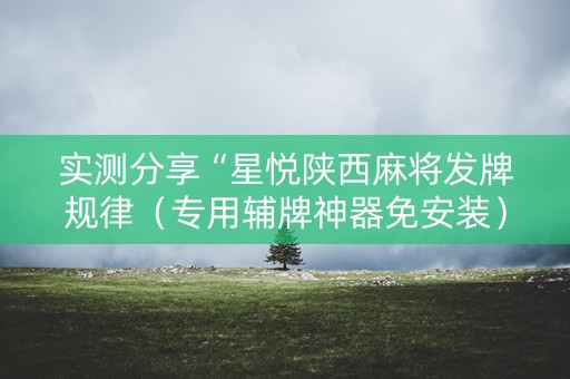 实测分享“星悦陕西麻将发牌规律（专用辅牌神器免安装）