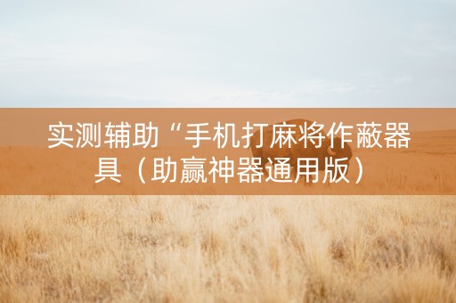 实测辅助“手机打麻将作蔽器具（助赢神器通用版）