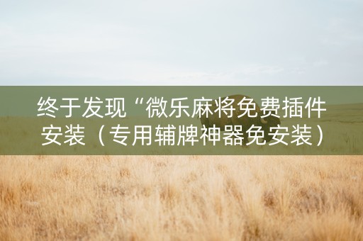 终于发现“微乐麻将免费插件安装（专用辅牌神器免安装）