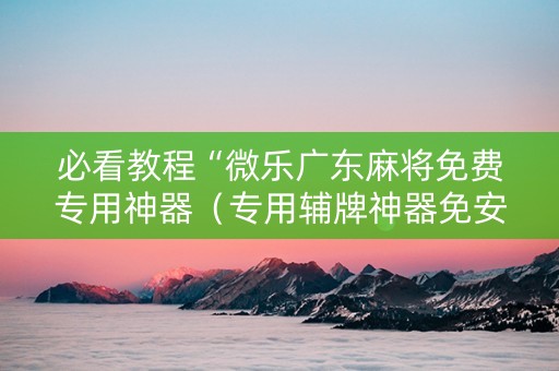 必看教程“微乐广东麻将免费专用神器（专用辅牌神器免安装）