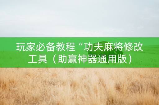 玩家必备教程“功夫麻将修改工具（助赢神器通用版）