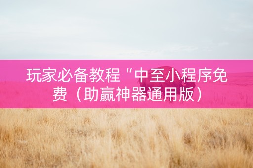 玩家必备教程“中至小程序免费（助赢神器通用版）