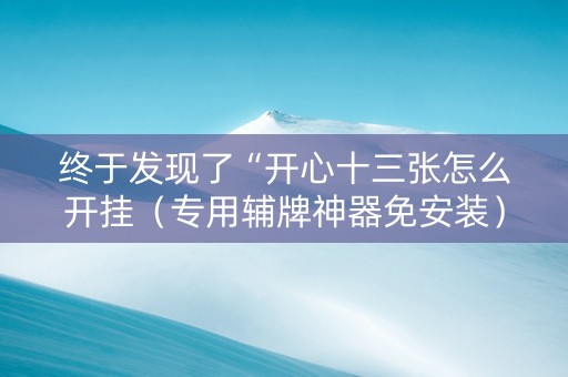 终于发现了“开心十三张怎么开挂（专用辅牌神器免安装）