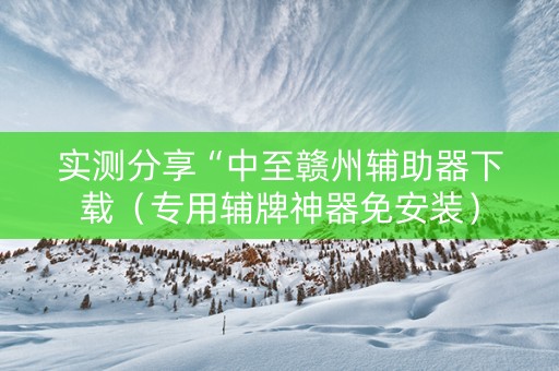 实测分享“中至赣州辅助器下载（专用辅牌神器免安装）