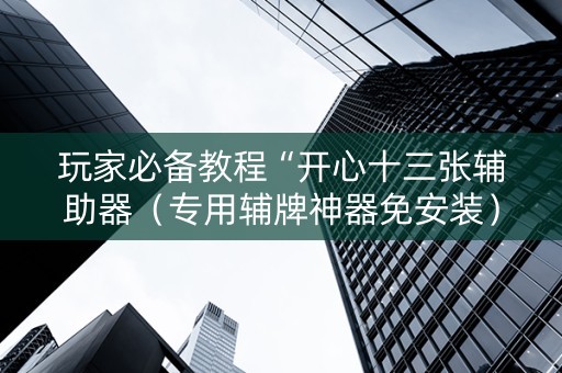 玩家必备教程“开心十三张辅助器（专用辅牌神器免安装）