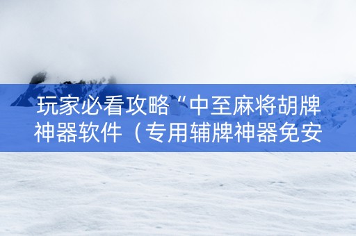 玩家必看攻略“中至麻将胡牌神器软件（专用辅牌神器免安装）