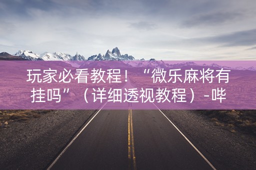 玩家必看教程！“微乐麻将有挂吗”（详细透视教程）-哔哩哔哩