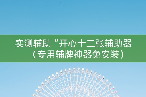 实测辅助“开心十三张辅助器（专用辅牌神器免安装）