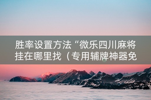 胜率设置方法“微乐四川麻将挂在哪里找（专用辅牌神器免安装）