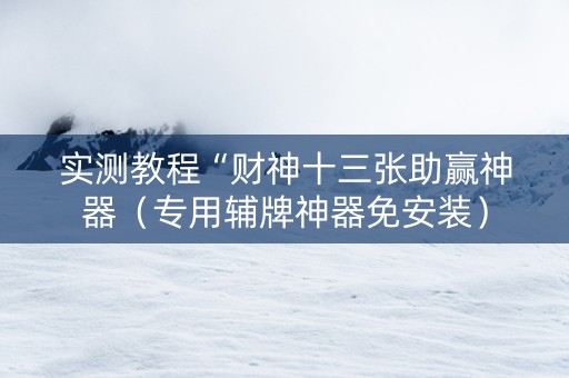实测教程“财神十三张助赢神器（专用辅牌神器免安装）