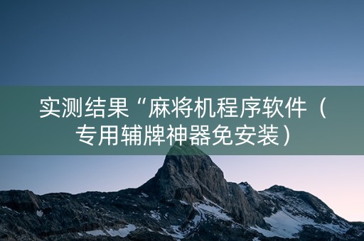 实测结果“麻将机程序软件（专用辅牌神器免安装）