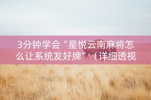 3分钟学会“星悦云南麻将怎么让系统发好牌”（详细透视教程）-哔哩哔哩