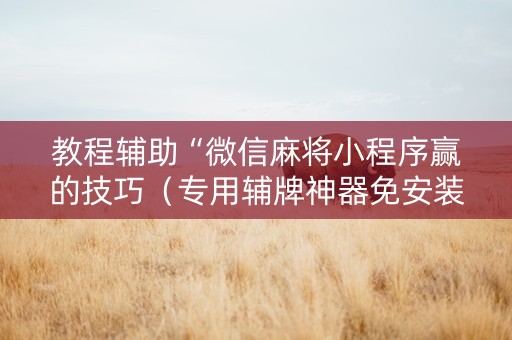 教程辅助“微信麻将小程序赢的技巧（专用辅牌神器免安装）