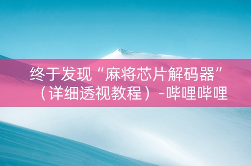 终于发现“麻将芯片解码器”（详细透视教程）-哔哩哔哩