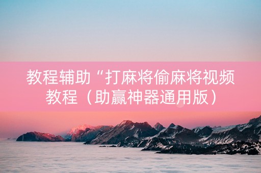 教程辅助“打麻将偷麻将视频教程（助赢神器通用版）