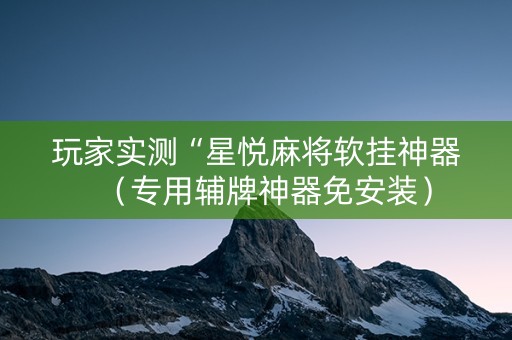 玩家实测“星悦麻将软挂神器（专用辅牌神器免安装）