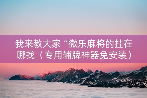 我来教大家“微乐麻将的挂在哪找（专用辅牌神器免安装）