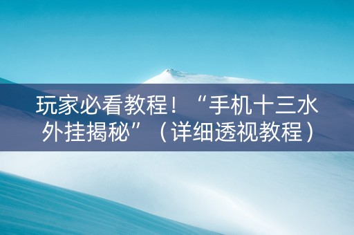 玩家必看教程！“手机十三水外挂揭秘”（详细透视教程）-哔哩哔哩