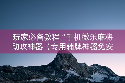 玩家必备教程“手机微乐麻将助攻神器（专用辅牌神器免安装）