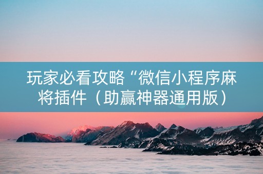 玩家必看攻略“微信小程序麻将插件（助赢神器通用版）