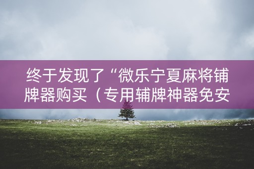 终于发现了“微乐宁夏麻将铺牌器购买（专用辅牌神器免安装）