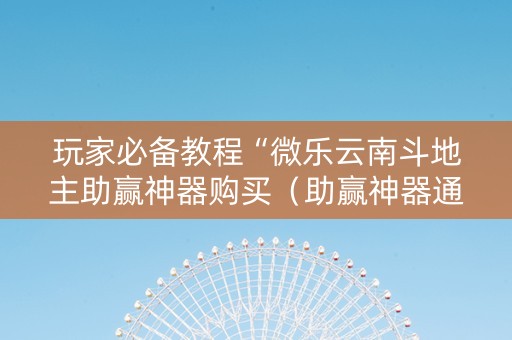 玩家必备教程“微乐云南斗地主助赢神器购买（助赢神器通用版）