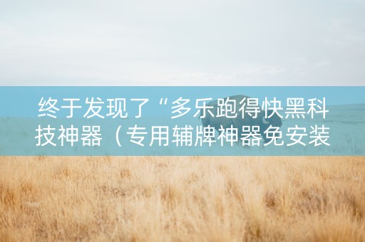终于发现了“多乐跑得快黑科技神器（专用辅牌神器免安装）