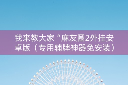 我来教大家“麻友圈2外挂安卓版（专用辅牌神器免安装）