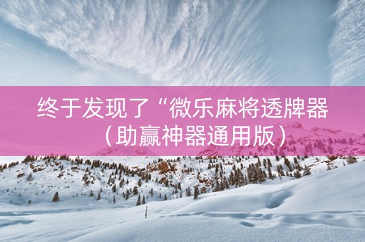 终于发现了“微乐麻将透牌器（助赢神器通用版）