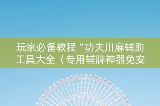玩家必备教程“功夫川麻辅助工具大全（专用辅牌神器免安装）