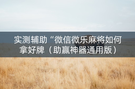 实测辅助“微信微乐麻将如何拿好牌（助赢神器通用版）