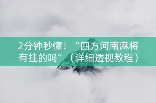2分钟秒懂！“四方河南麻将有挂的吗”（详细透视教程）-哔哩哔哩