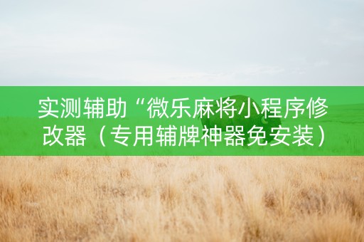 实测辅助“微乐麻将小程序修改器（专用辅牌神器免安装）